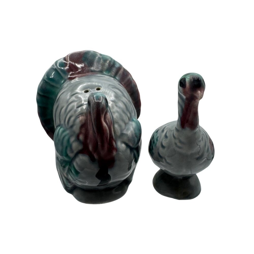 Vintage Hand-Painted Ceramic Turkey Salt & Pepper Shakers